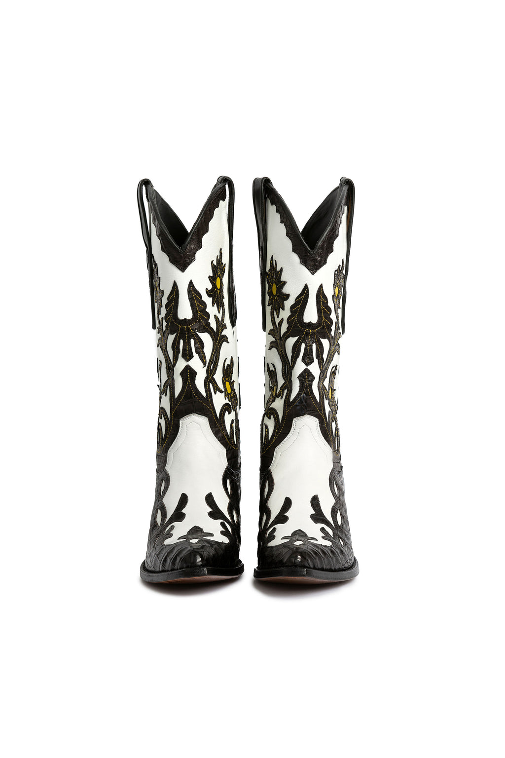 Bangtail crocodile and cow leather cowgirl boots – Rockies Rebels handmade luxury