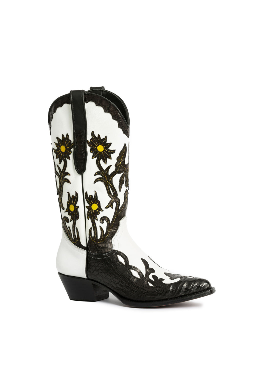 Bangtail crocodile and cow leather cowgirl boots – Rockies Rebels handmade luxury