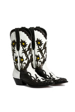 Side view, Bangtail luxury contemporary western boots in crocodile and cow leather-RockiesRebels
