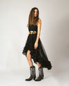 Elegant high heel detail on black stingray western boots-urban western style -rockiesrebels