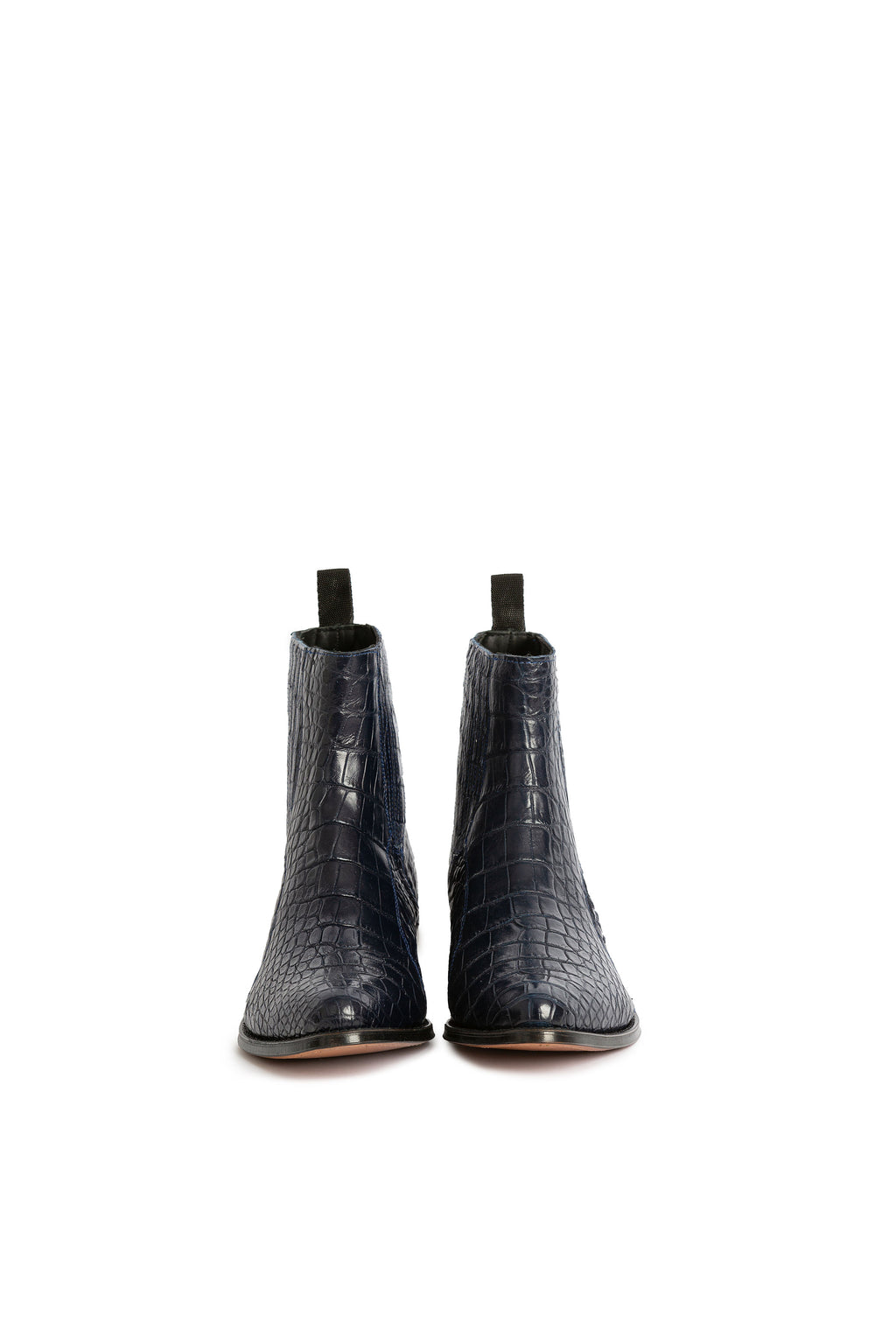 Hidden Lake blue crocodile round‑toe ankle cowboy boots-RockiesRebels