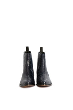 Round toe detail – blue crocodile ankle boots-RockiesRebels