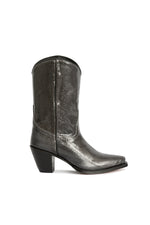Side view of George Lake grey python cowgirl boots