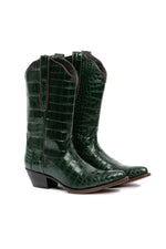 Side detail on Drinking Horse Green Crocodile  boots