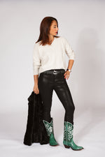 Lifestyle: styling emerald green stingray cowboy boots with urban fashion-RockiesRebels collection