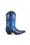 Side view, luxury blue ostrich cowgirl boots handmade western urban style