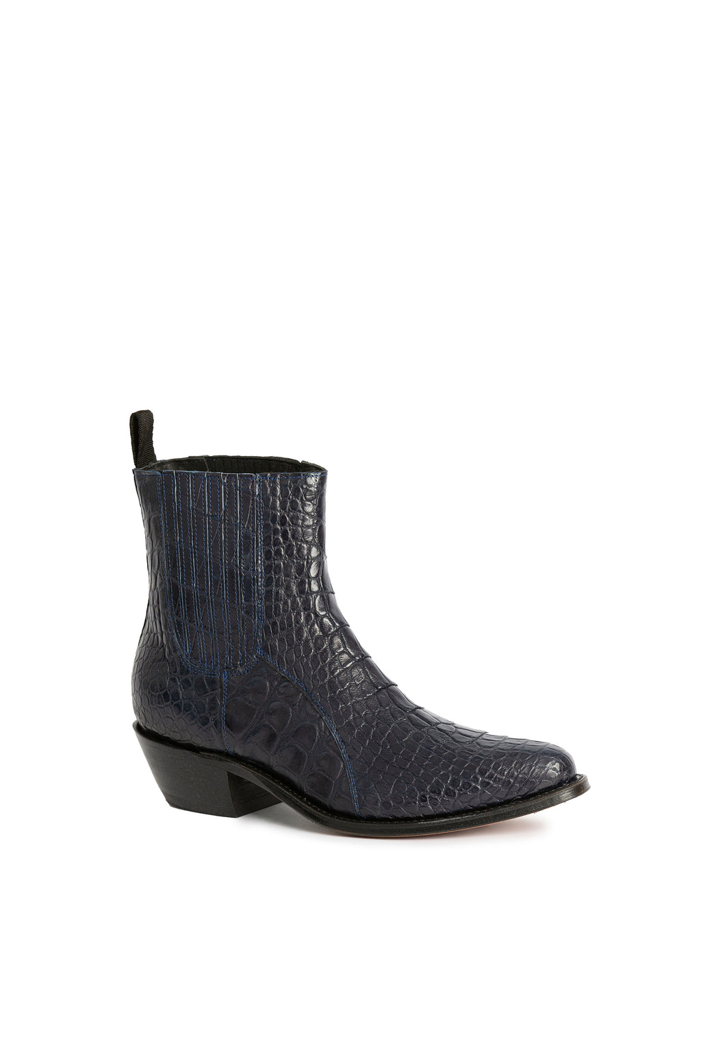 Hidden Lake blue crocodile round‑toe ankle cowboy boots-RockiesRebels
