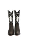 Front angle of luxury high heel black stingray cowgirl boots urban look-Rockiesrebels