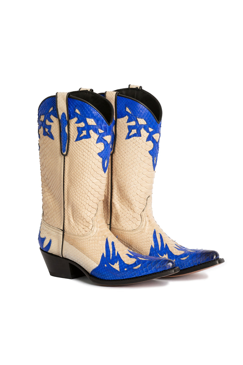Side view of Chestnut Mountain designer python boots handmade-RockiesRebels