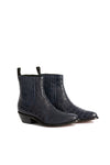 Side angle, blue crocodile leather ankle western boots-RockiesRebels