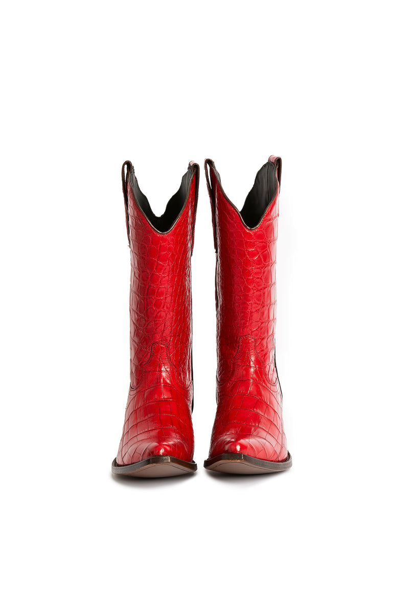 Drinking Horse red crocodile cowboy boots – RockiesRebels luxury handmade