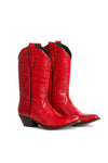 Side view, Drinking Horse red crocodile  western boots