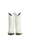 Front view, George Lake white python western boots