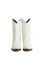 Front view, George Lake white python western boots