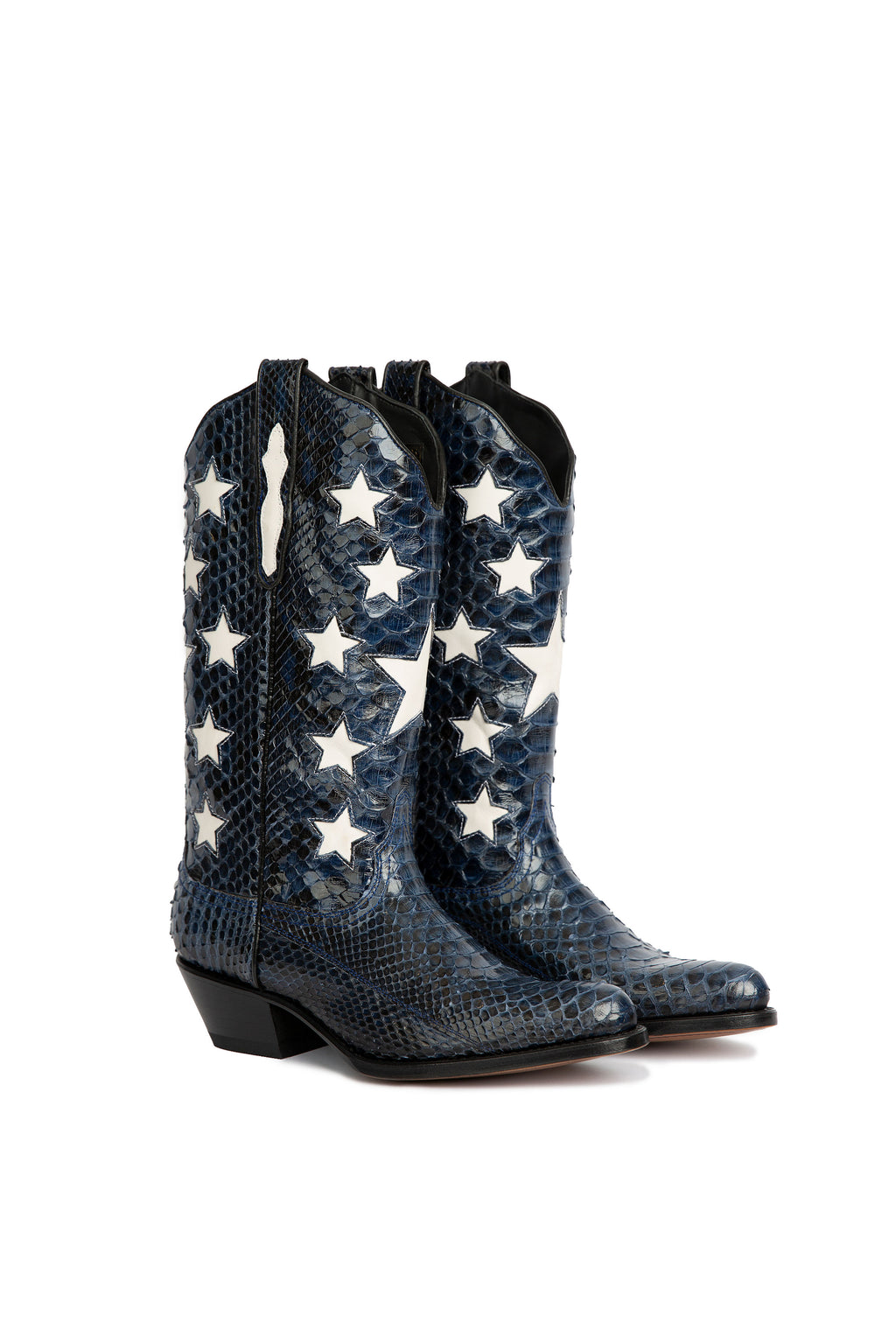 Stars in the Sky handmade Python  cowboy boots with star embroidery – Rockies Rebels luxury western boots