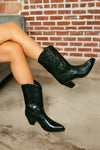 black python leather scales on cowgirl boots