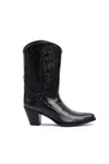 Side angle of George Lake black python modern western boots