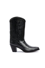 Side angle of George Lake black python modern western boots