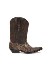 Side view of Big Creek Trail python western boots in natural tones-RockiesRebels