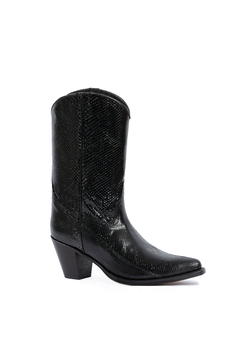 George Lake black python cowboy boots – RockiesRebels handmade luxury