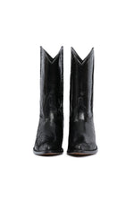 front angle of George Lake black python modern western boots