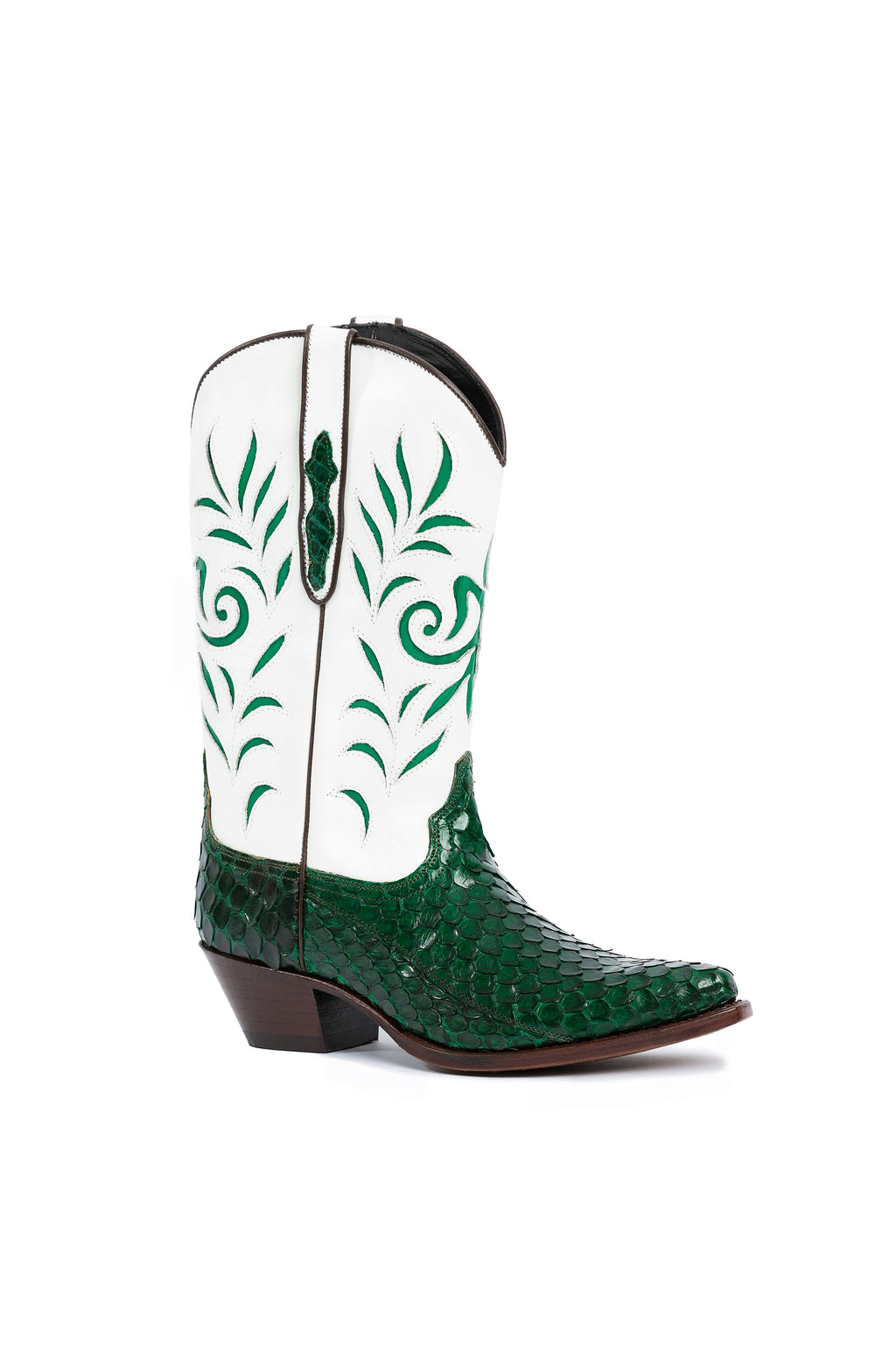Grotto Falls emerald green python cowboy boots – Rockies Rebels handmade luxury-RockiesRebels