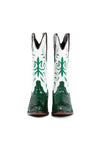 Front view of Grotto Falls green python western boots-RockiesRebels