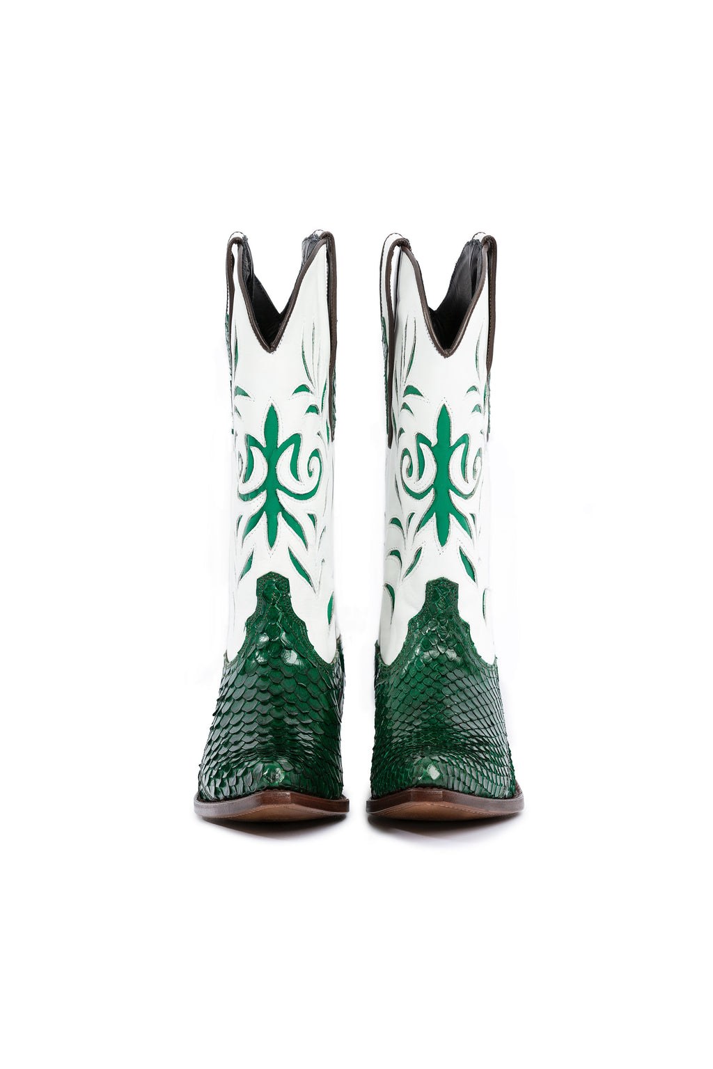 Grotto Falls emerald green python cowboy boots – Rockies Rebels handmade luxury-RockiesRebels