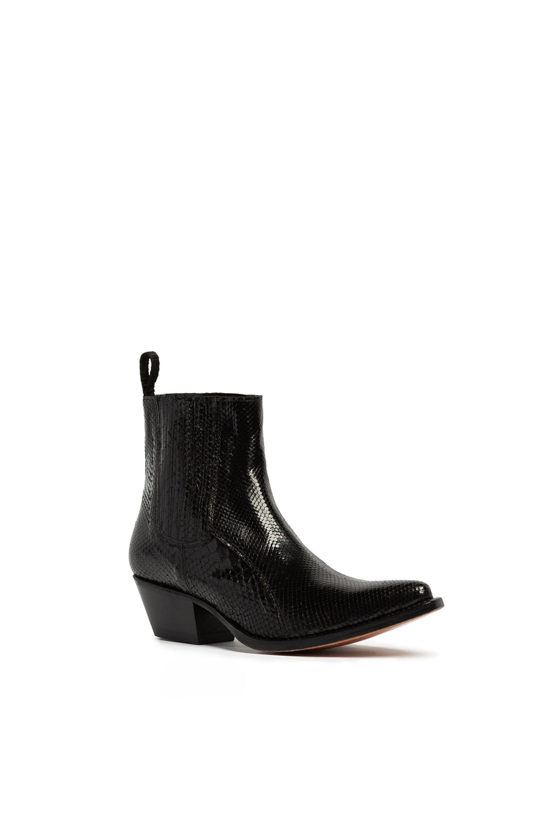 Hidden Lake black python low heel cowboy boots – RockiesRebels handmade luxury