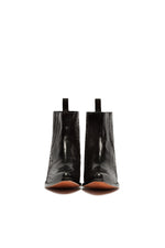 Front view of Hidden Lake black python low heel western boots