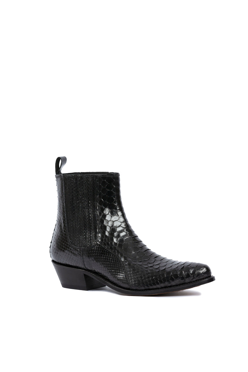 Hidden Lake men’s black python cowboy boots – RockiesRebels handmade exotic leather