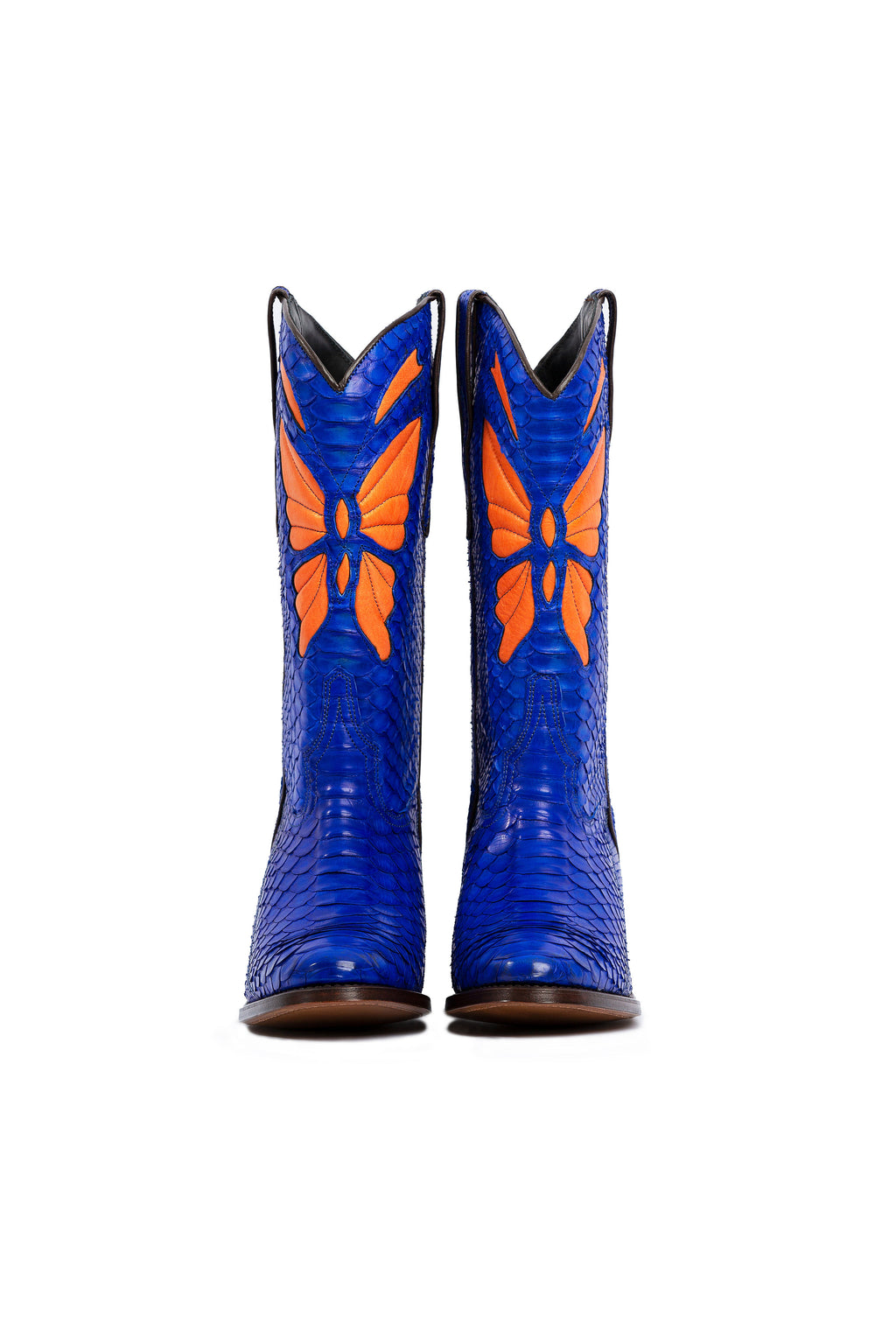 Side view of Limestone Creek luxury anaconda leather boots-RockiesRebels 