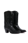 Side angle of George Lake black python cowgirl western boots