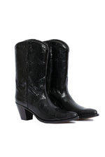 Side angle of George Lake black python cowgirl western boots