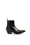 Close-up: black python leather detail on Hidden Lake boots