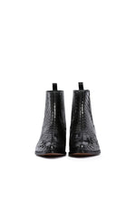 Front view of Hidden Lake black python western boots for men