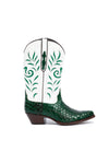 Side view of Grotto Falls green python luxury western boots-RockiesRebels