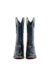 Side view, navy python leather cowboy boots – Drinking Horse