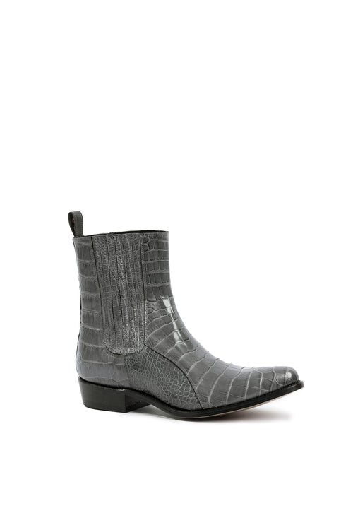 Hidden Lake grey alligator western boots,
main view – Rockies Rebels handmade in
Italy