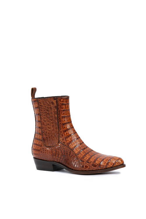 Hidden Lake tobacco alligator western
boots, main view – Rockies Rebels
handmade in Italy