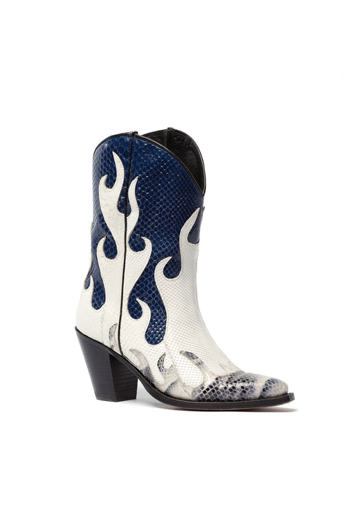 Pine Creek Lake python western boots,
main view – Rockies Rebels handmade in
Italy